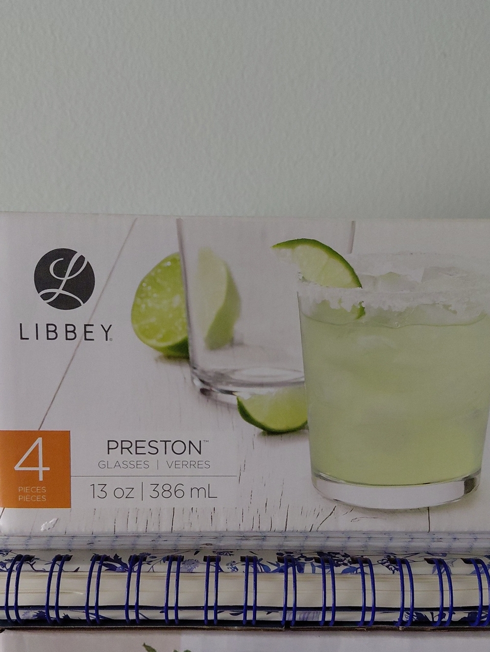 Libbey Clear Preston Tumbler Glasses with Lime Accent 13 Oz & Set Of 4